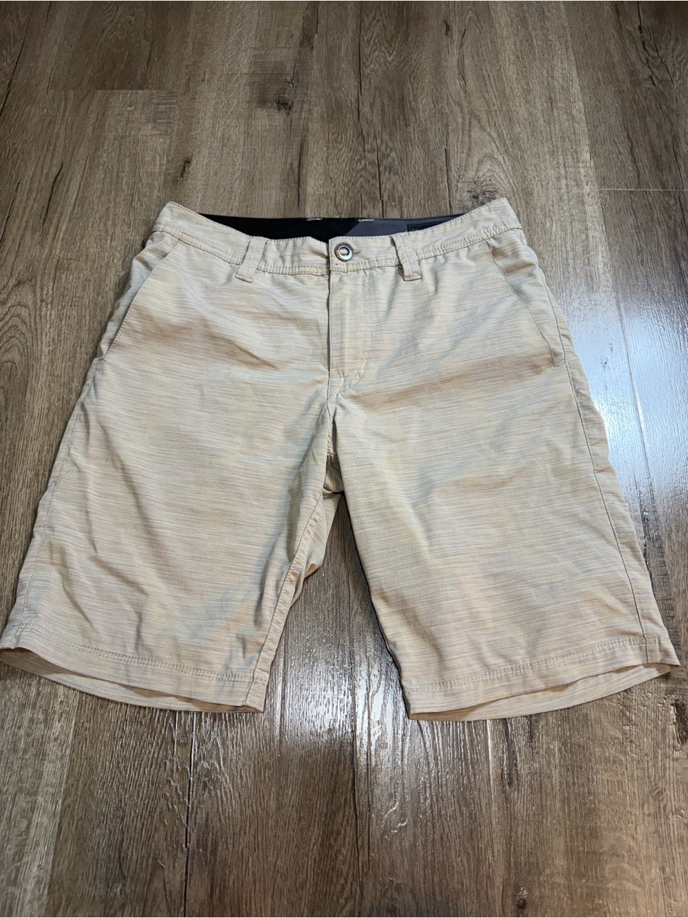 Volcom Men's Light Khaki Flat Front Shorts